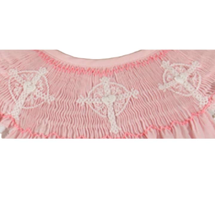 Hello Bebes! - Vendita all'ingrosso Vestito - Bambini - Vestito Vescovo con Ali d'Angelo e Ricamo a Nido d'Ape Rosa Chiaro