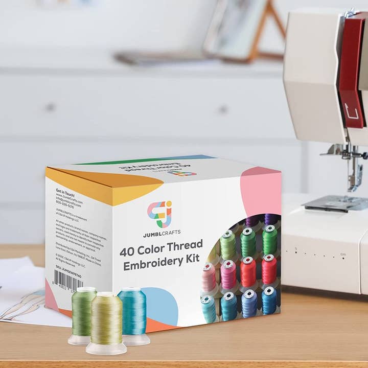 Jumbl – wholesale Embroidery/cross-stitch supplies – 40 Color Embroidery Thread Kit for Embroidery & Sewing