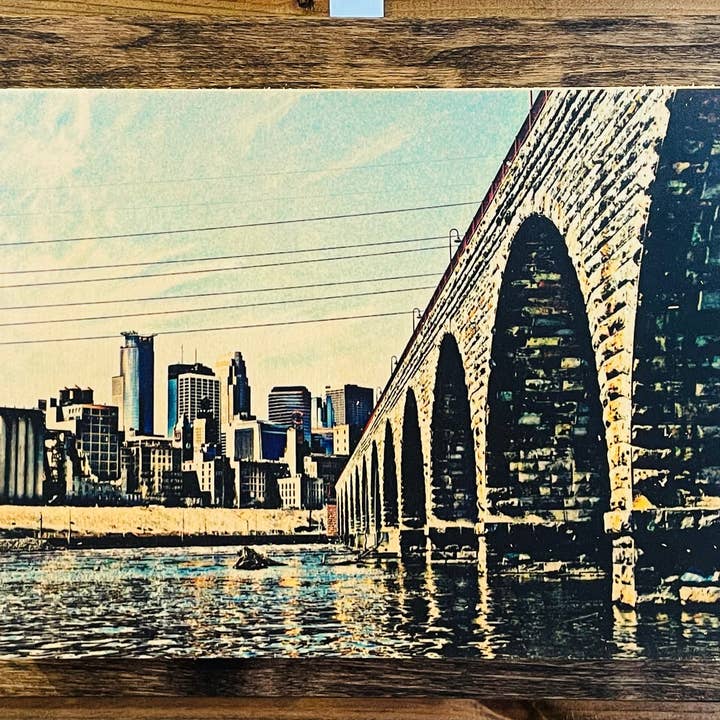 8x10 Double Mount Wall Art - Stone Arch Bridge for wholesale by Homespun Goods