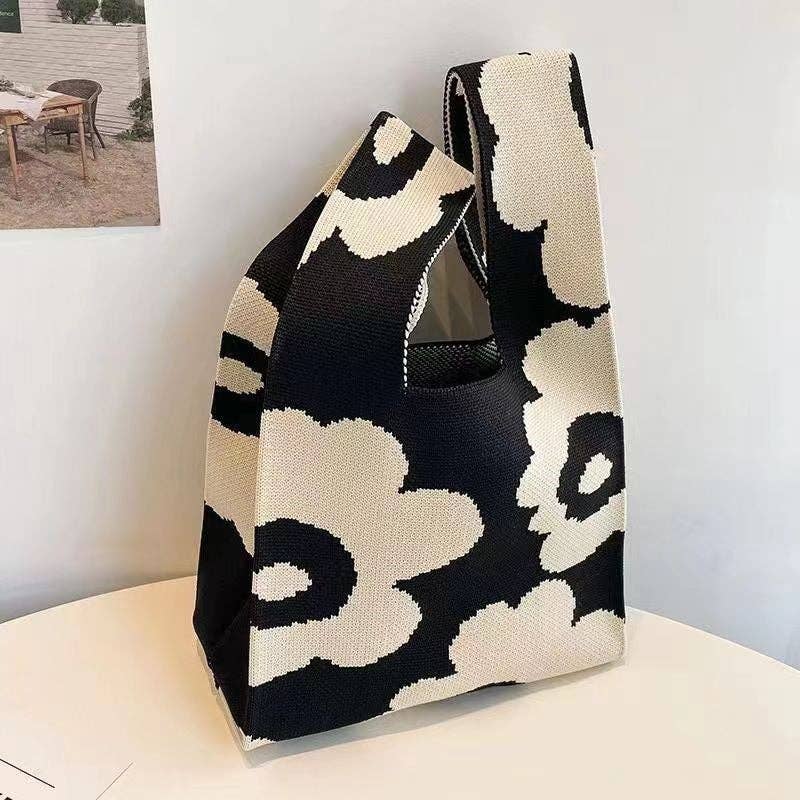 FurDecoration - Wholesale Tote Bag - Women's - Small Contrast Color Soft Openning Knitted Wrist Bag Handbag6