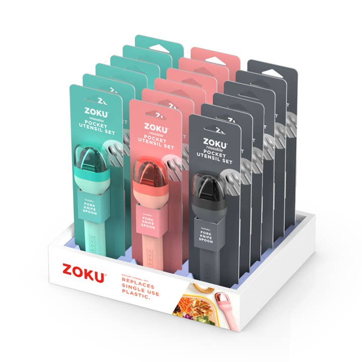 Zoku - Wholesale Travel Utensil Set - Pocket Utensil Set Counter Display0