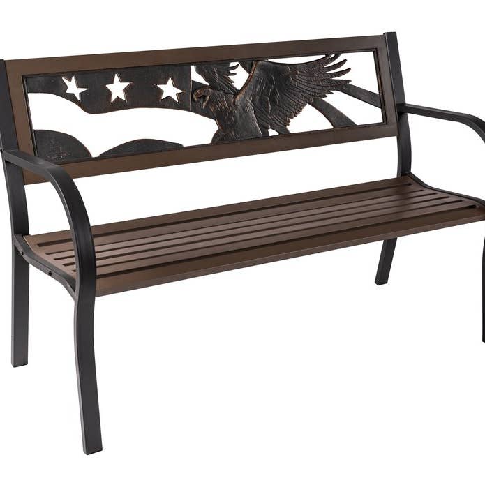 Eagle Bench (2-tone steel) for wholesale by Painted Sky Designs