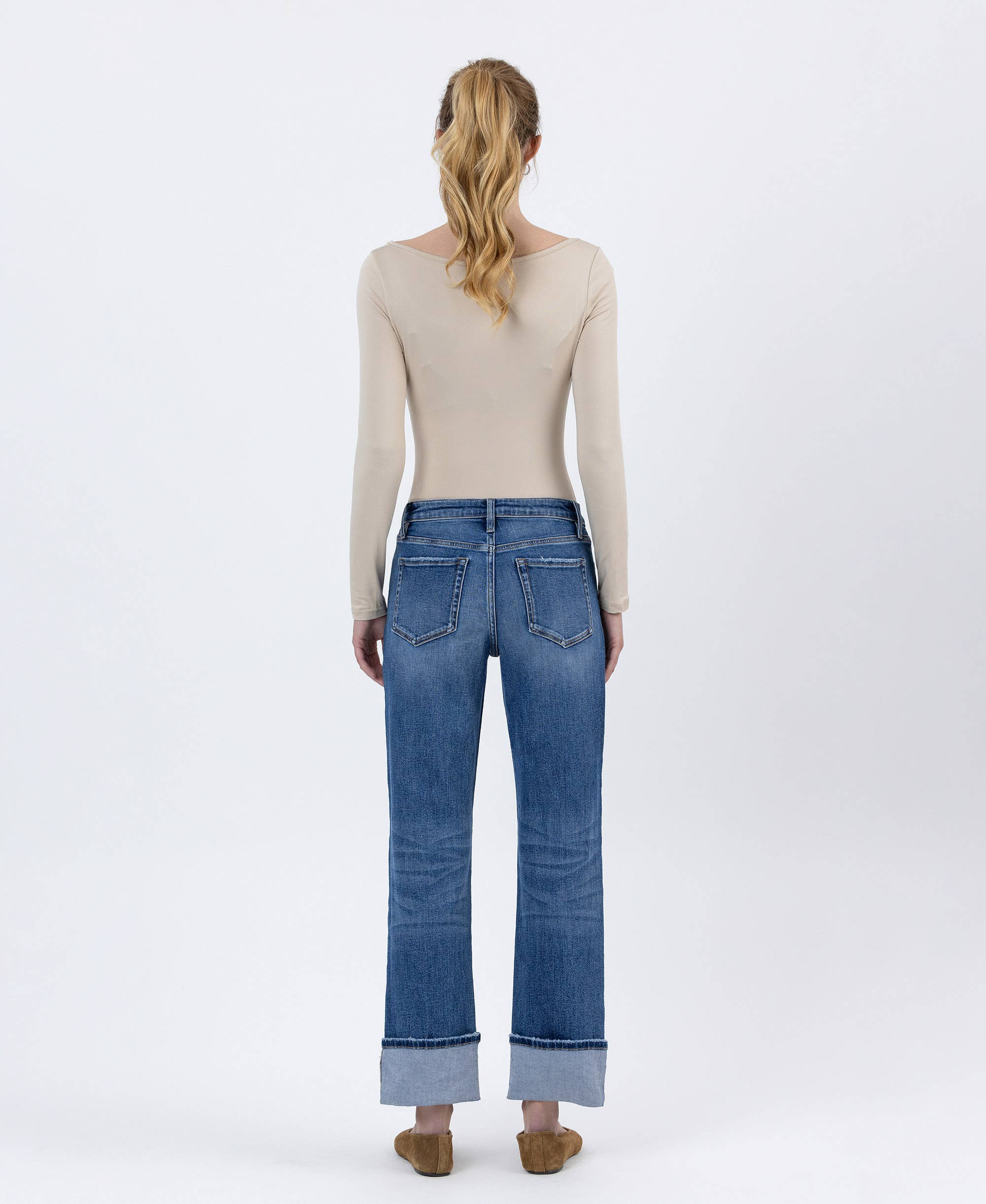 BENEFACTOR HIGH RISE CUFFED ANKLE STRAIGHT JEANS LV1608 for wholesale on Faire6