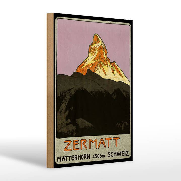 Wooden Sign Travel 20x30 cm Switzerland Zermatt Matterhorn Mountain for wholesale by Femer