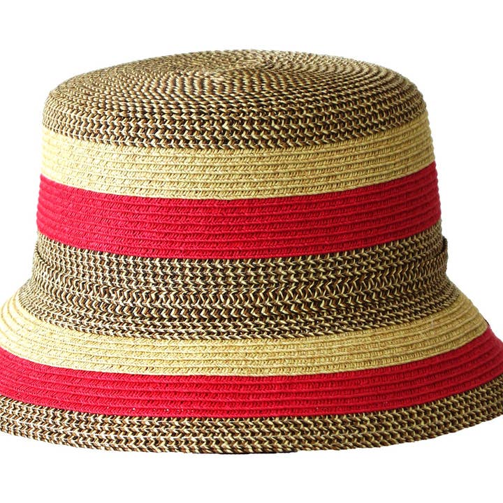 Jacaru Australia - Wholesale Straw hat – women's - Jacaru 1751 Striped Short Brim Hat