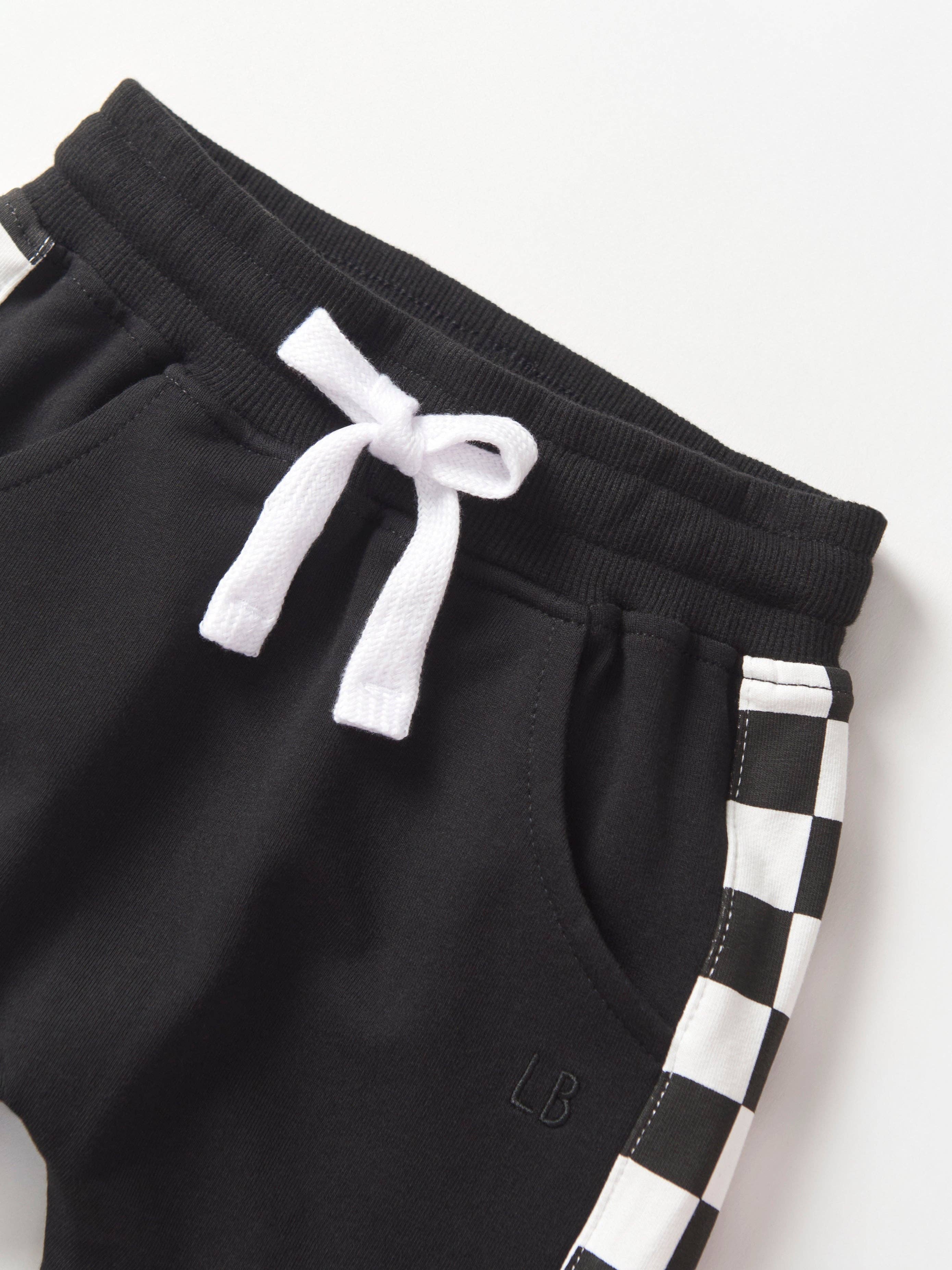 Little Bipsy - Wholesale Lounge Sweatpants/Joggers - Kids - Side Checkered Jogger - Black9
