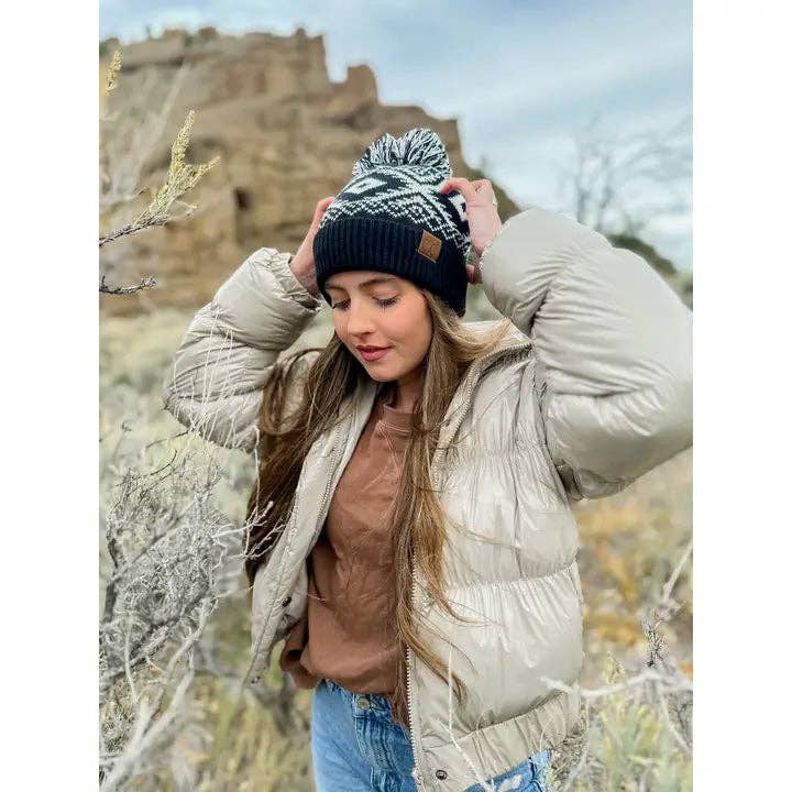 Aztec Multi-Colored Pom C.C Beanie HAT4017 for wholesale by C.C Beanie