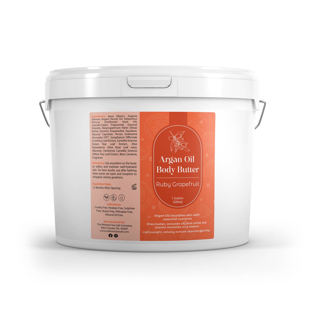 The Midwest Sea Salt Company - Wholesale Body Balm/Butter - Ruby Grapefruit Argan Oil Nourishing Body Butter - 1 Gallon1