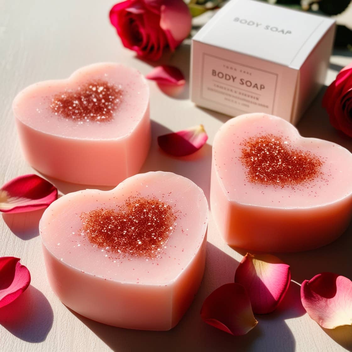 Beautique Goals - Wholesale Bar Soap - Triple Butter Heart Shaped Floral Fruity Soap1