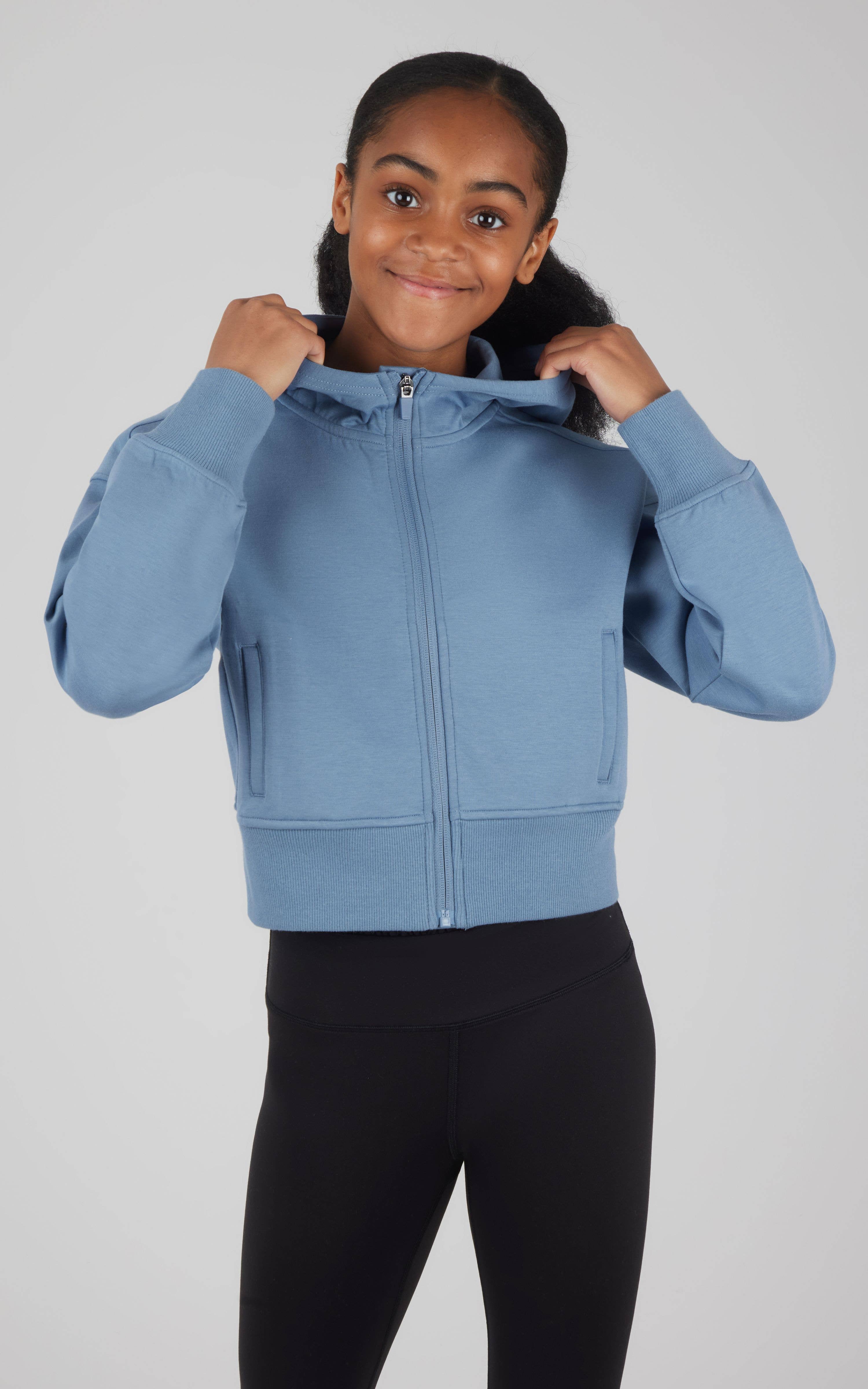 90 Degree by Reflex & Yogalicious - Wholesale Jacket - Kids - Girls Scuba Full Zip Everyday Hoodie Jacket3