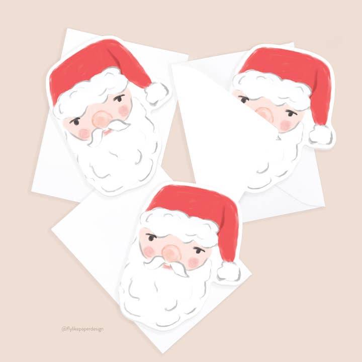 Mini Santa Christmas Cards (6 Card Set) for wholesale by Fly Like Paper Design