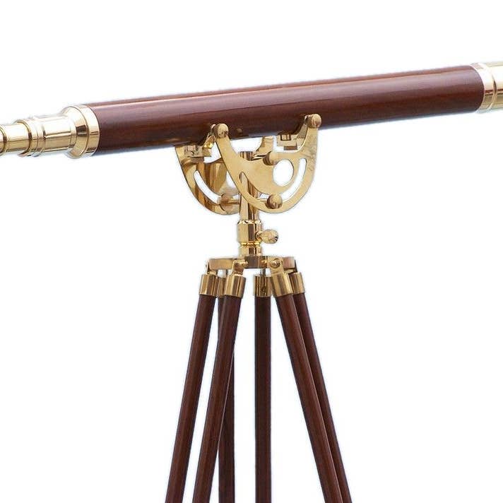 Gulv Stående Messing/Træ Ankermaster Teleskop 65"“ for engroshandel hos Hampton Ironworks