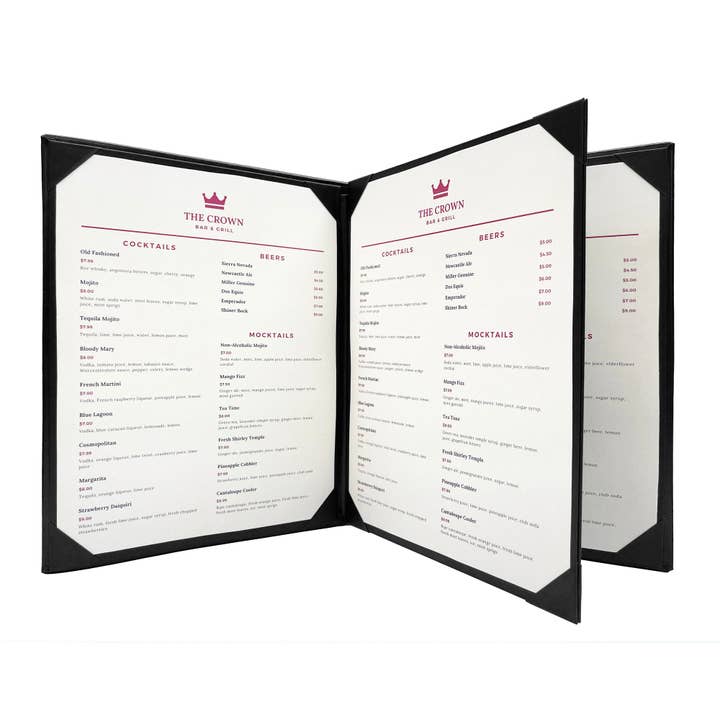 Columbia Casebound Menu Cover, 4 View for wholesale by Goodsmart