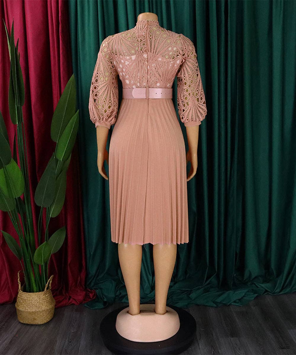 Aria Romance – Großhandel Kleid – Damen – Spitzenhäkelkleid mit Hohlfalten8