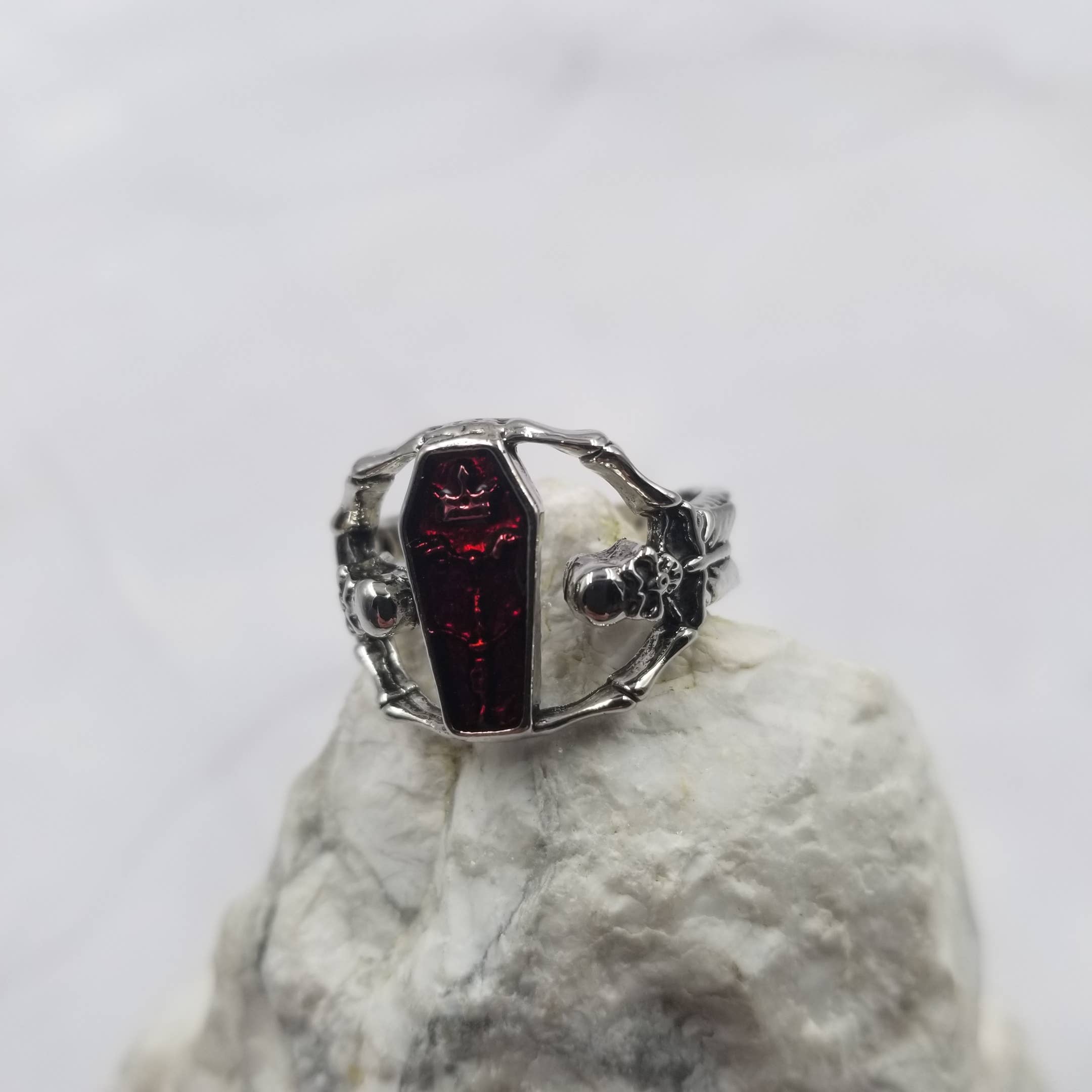 The Pretty Jewellery - Wholesale Cocktail/Statement Ring - Skull Coffin Ring Gothic Witchcraft Halloween Jewelry1
