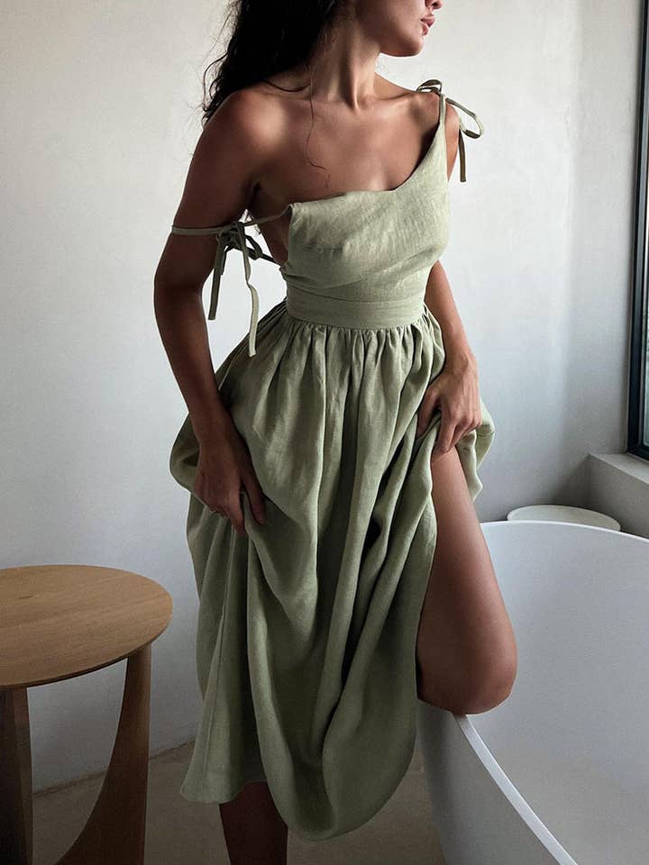 alberalkirk - Wholesale Dress - Women's - Womens Cotton Back Tie Dress N25Z2722