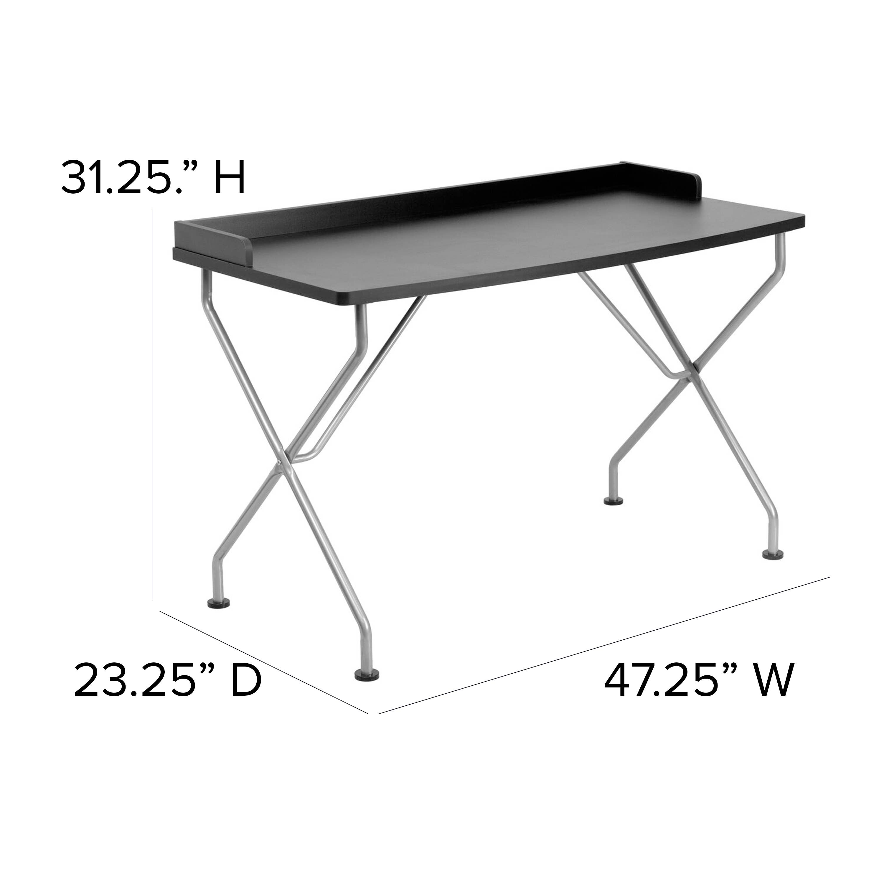 Black Computer Desk w/ Raised Border & Metal Frame for wholesale on Faire3