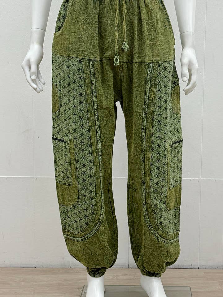 FX4068 Cotton Circle of Life Print Trousers for wholesale by Fashion X Factor Ltd.