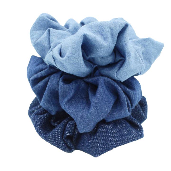 Lot de chouchous en jean bleu - Très grand I Le Magnolia Enchanté pour la vente par The Enchanted Magnolia