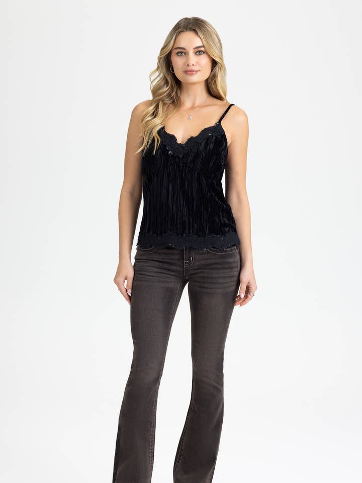 CRUSHED VELVET CAMI TANK - MT3276T for wholesale by Miss Me