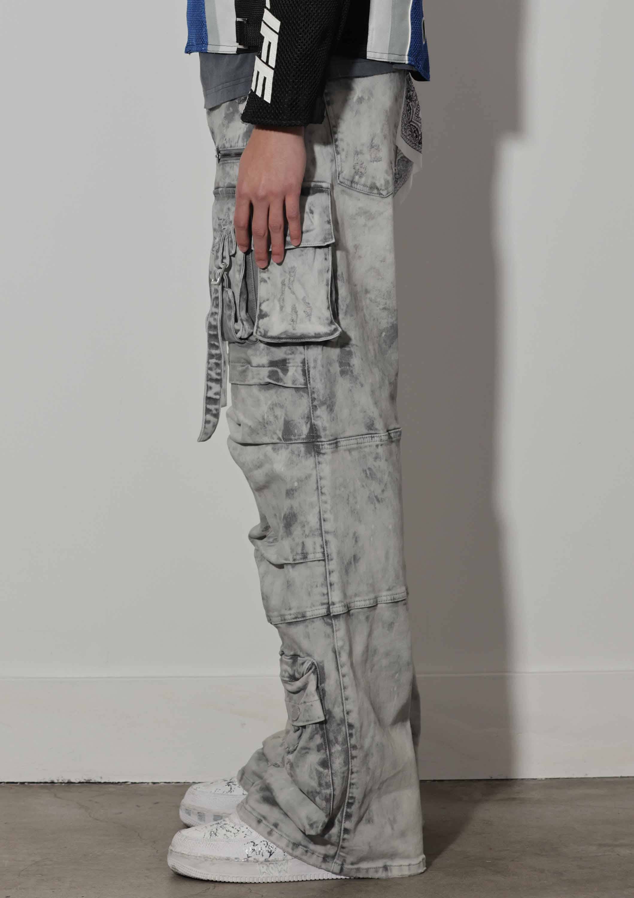 First Row - Vente Jean – homme - Pantalon cargo en denim large Y2K avec poches utilitaires4