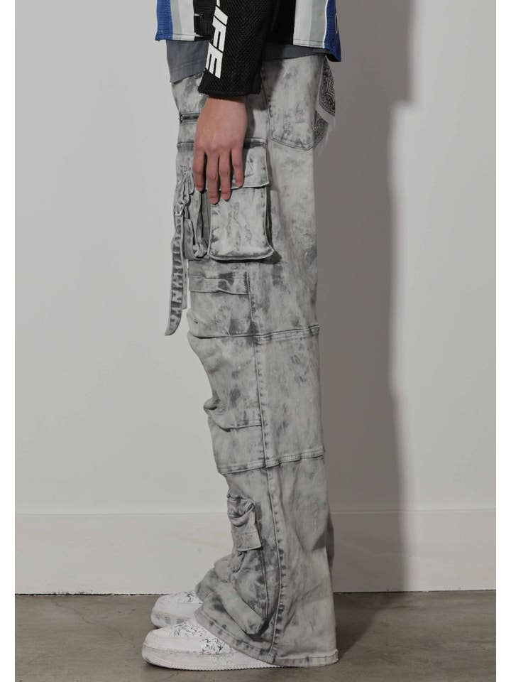 First Row – wholesale Jeans - Herr – Y2K vida cargobyxor i denim med utility-fickor4