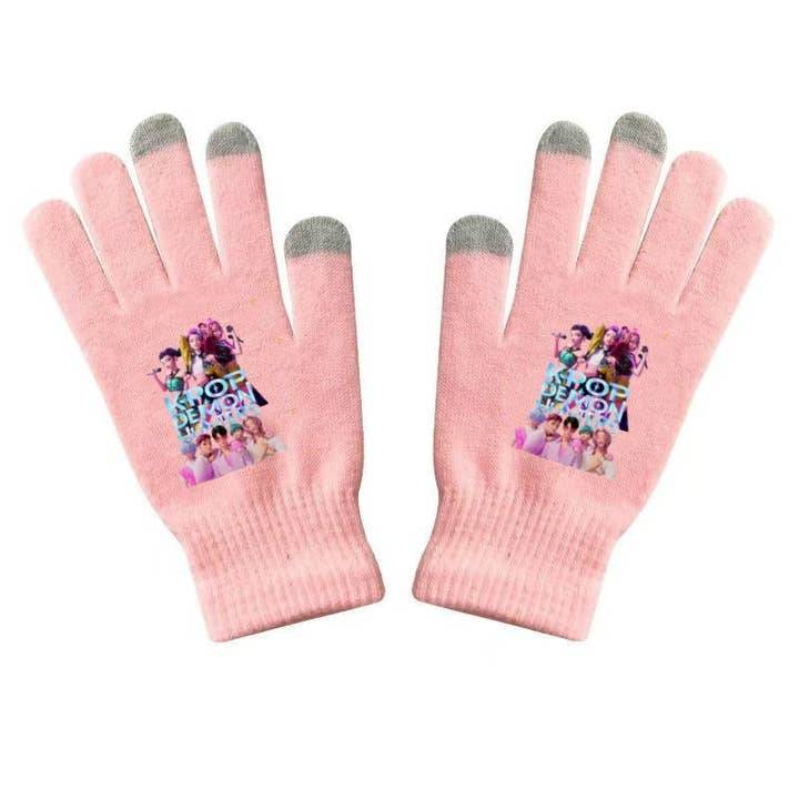 Little Trendy - Wholesale Gloves - Women's - KDH K-pop inspired Printed Knitted Touch Screen Gloves6