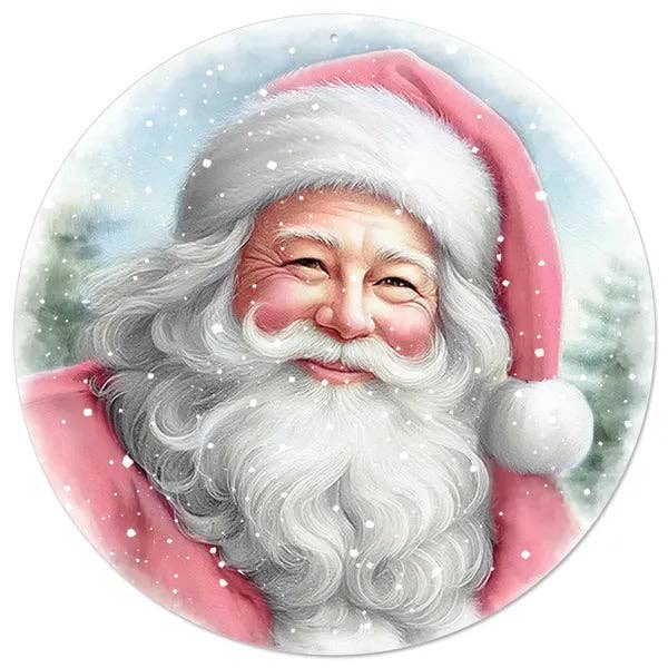 General Wholesale Inc - Wholesale Christmas Wall Art - 12"Dia Santa Portrait-Beige/Pink/White/Lt Blue-MD167327