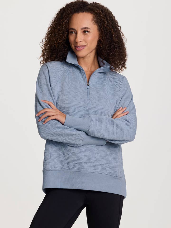 Pullover con zip 1/4 testurizzato Easy Living per la vendita all'ingrosso da parte di RBX Active