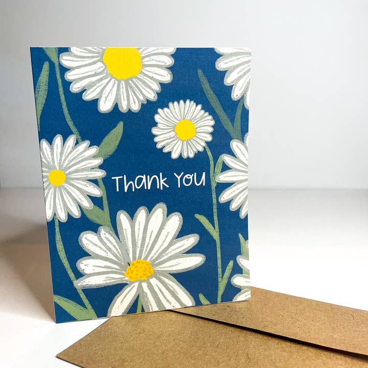Daisy Thank You Card - A2 Blank Inside for wholesale by Dumblebunny Crafts