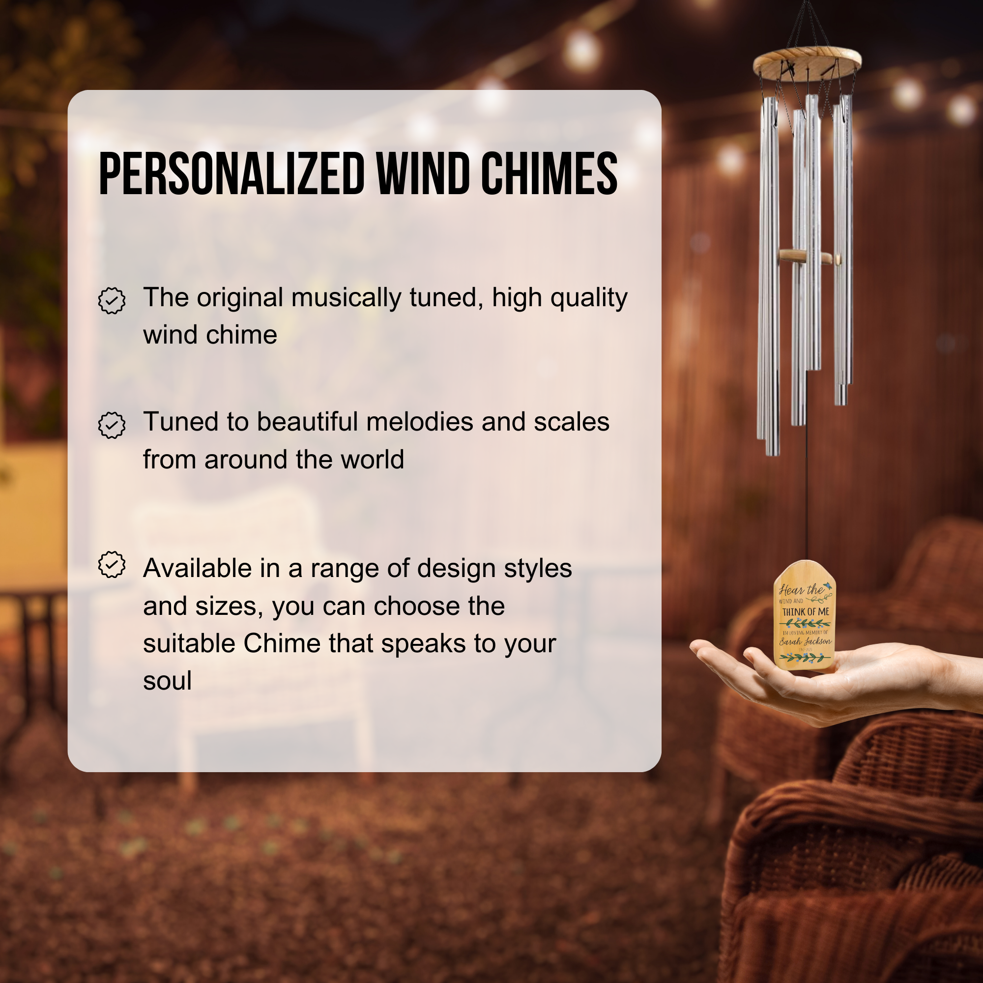 Personalized By Kate - Wholesale Wind Chime - Personalized Wind Chimes - Custom Logo or Text2