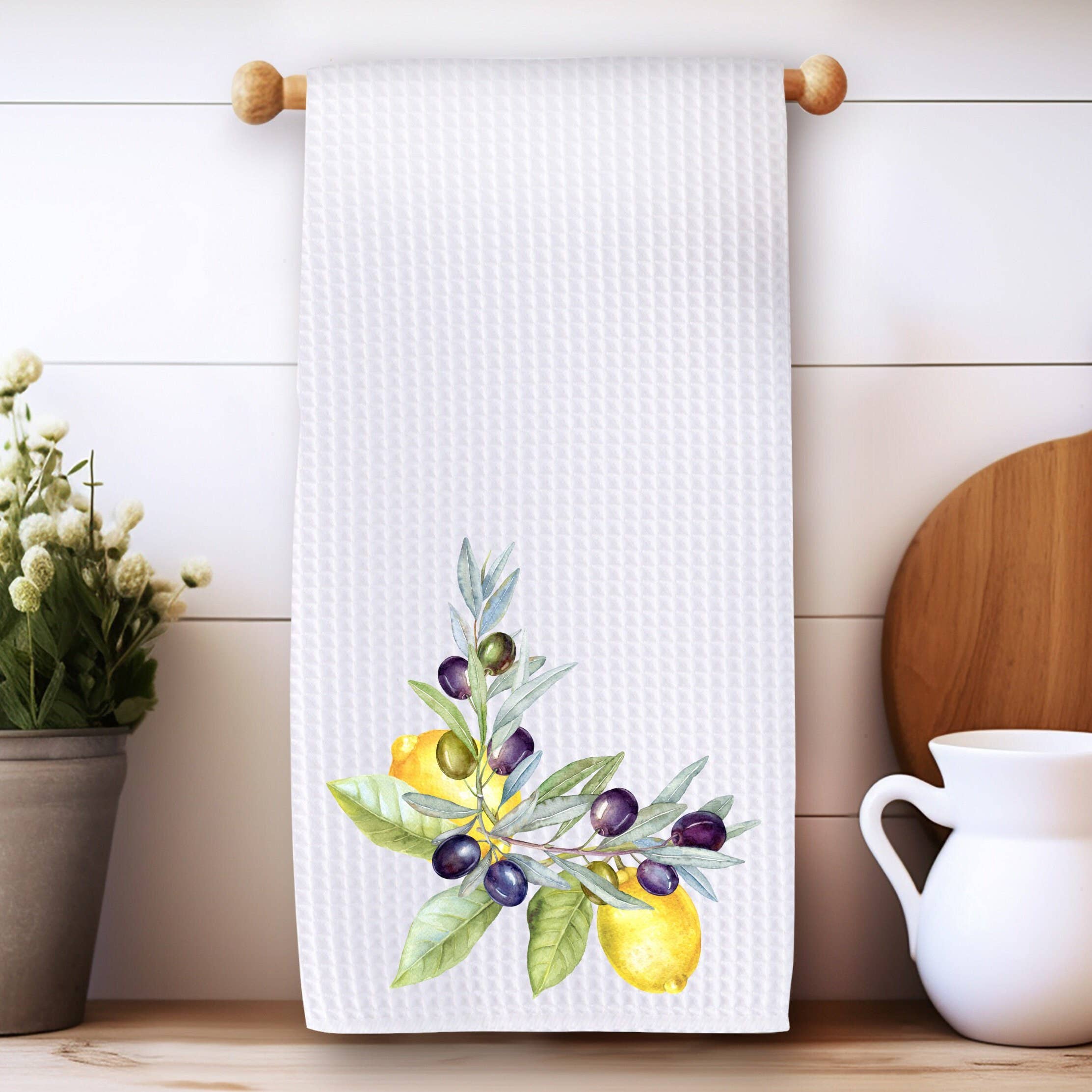 Fernville Creations - Wholesale Tea Towel - Lemon & Olive Waffle Weave Kitchen Tea Towel Farmhouse Decor7