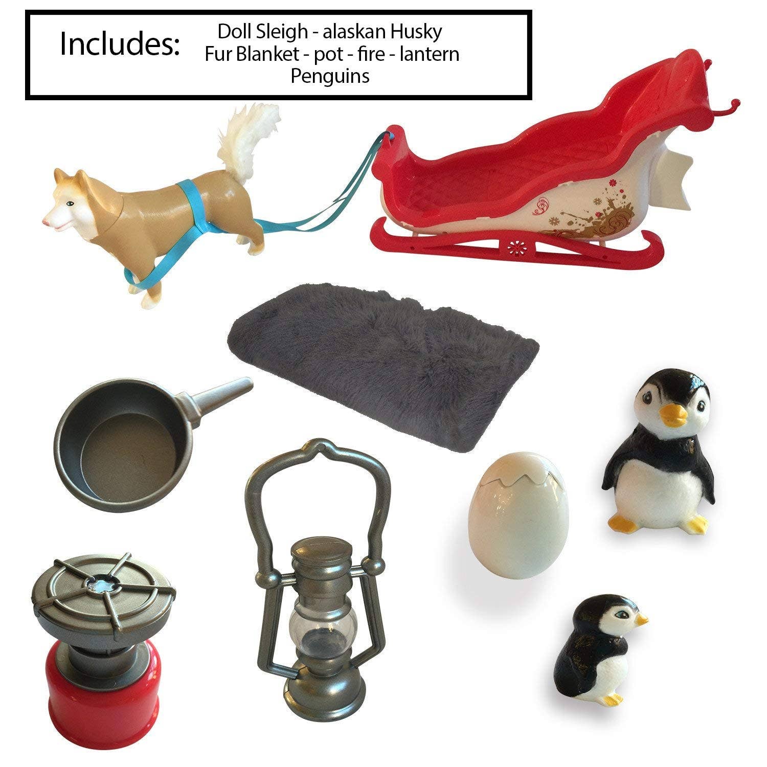 The New York Doll Collection - Vente Accessoire de poupée – enfant - Ensemble traîneau d'hiver pour poupée 18"1