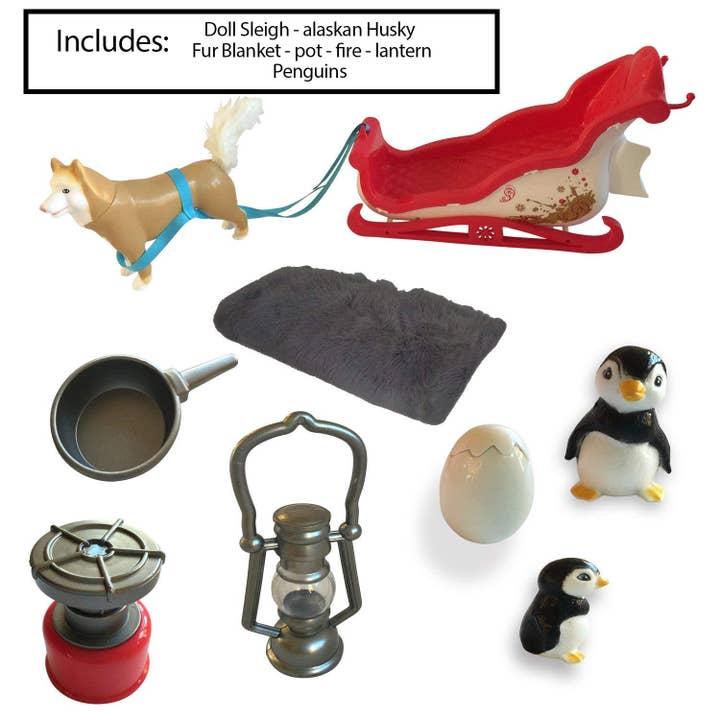 The New York Doll Collection - Vente Accessoire de poupée – enfant - Ensemble traîneau d'hiver pour poupée 18"1
