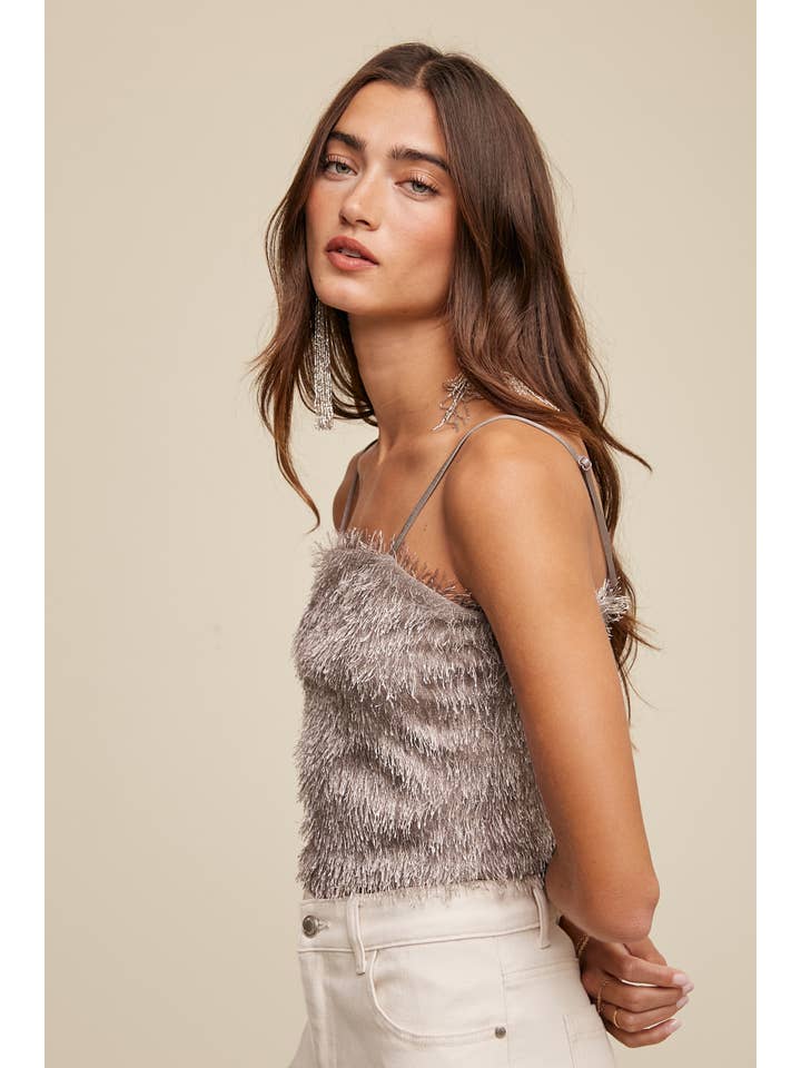 Listicle - Wholesale Camisole - Women's - Metallic Eyelash Knit Cami Top LT131519