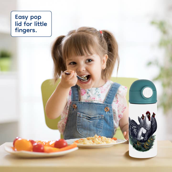 3dRose - Wholesale Water Bottle - 3dRose, Image of 3 Black And White Roosters On Grass Patch, Kids Water Bottle7