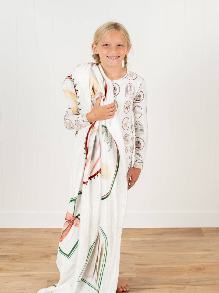 Christmas Nativity Plush Blanket for wholesale by American Farm Company