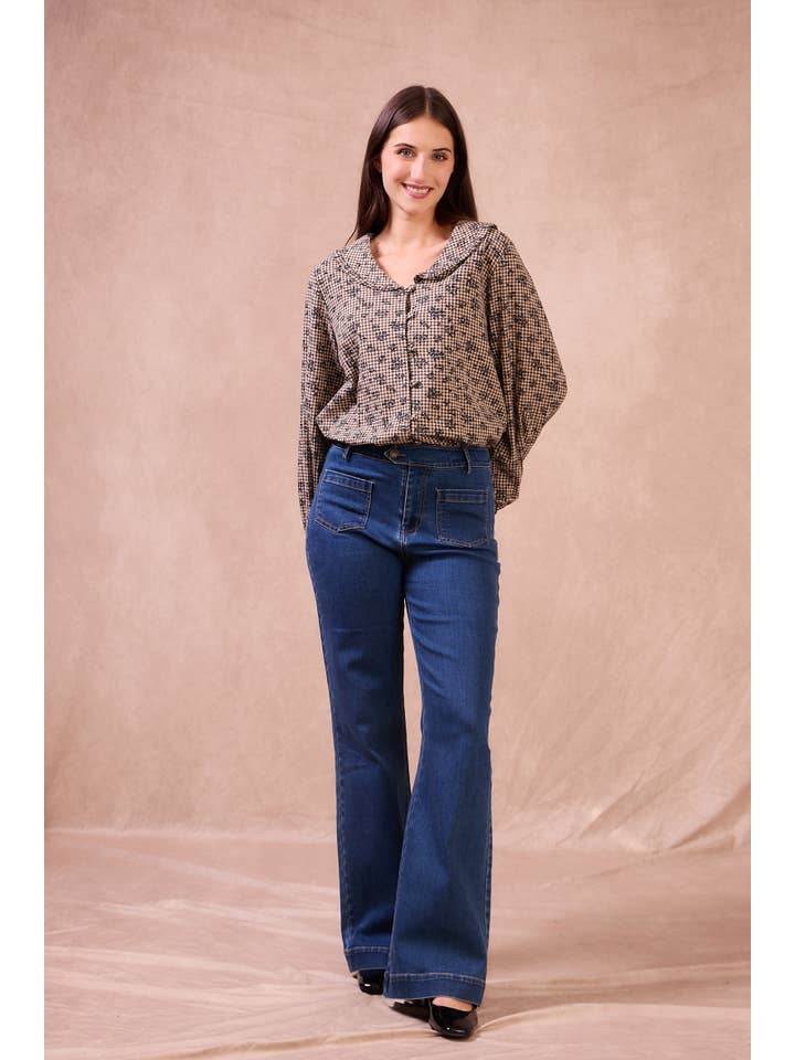 Calie Paris – wholesale Blouse – Women’s – ALAIN Blouse – Checked Cotton with Retro Charm5