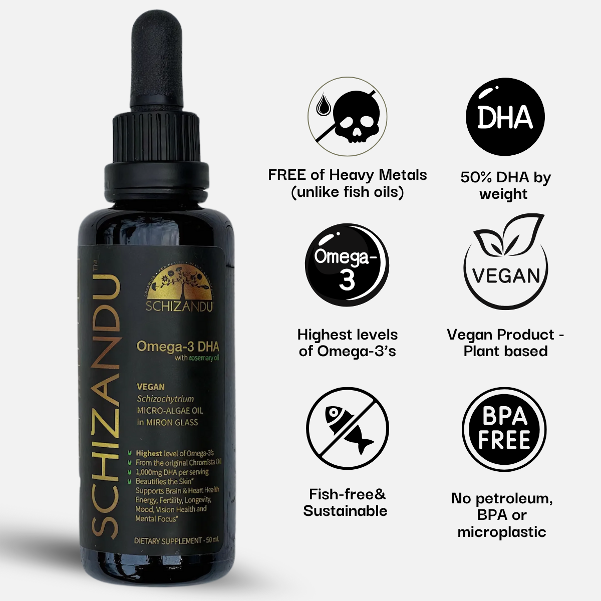 Schizandu Organics - Wholesale Oral Supplement/Vitamin - 100% Pure Omega-3 DHA Vegan Algae Oil, Unflavored5