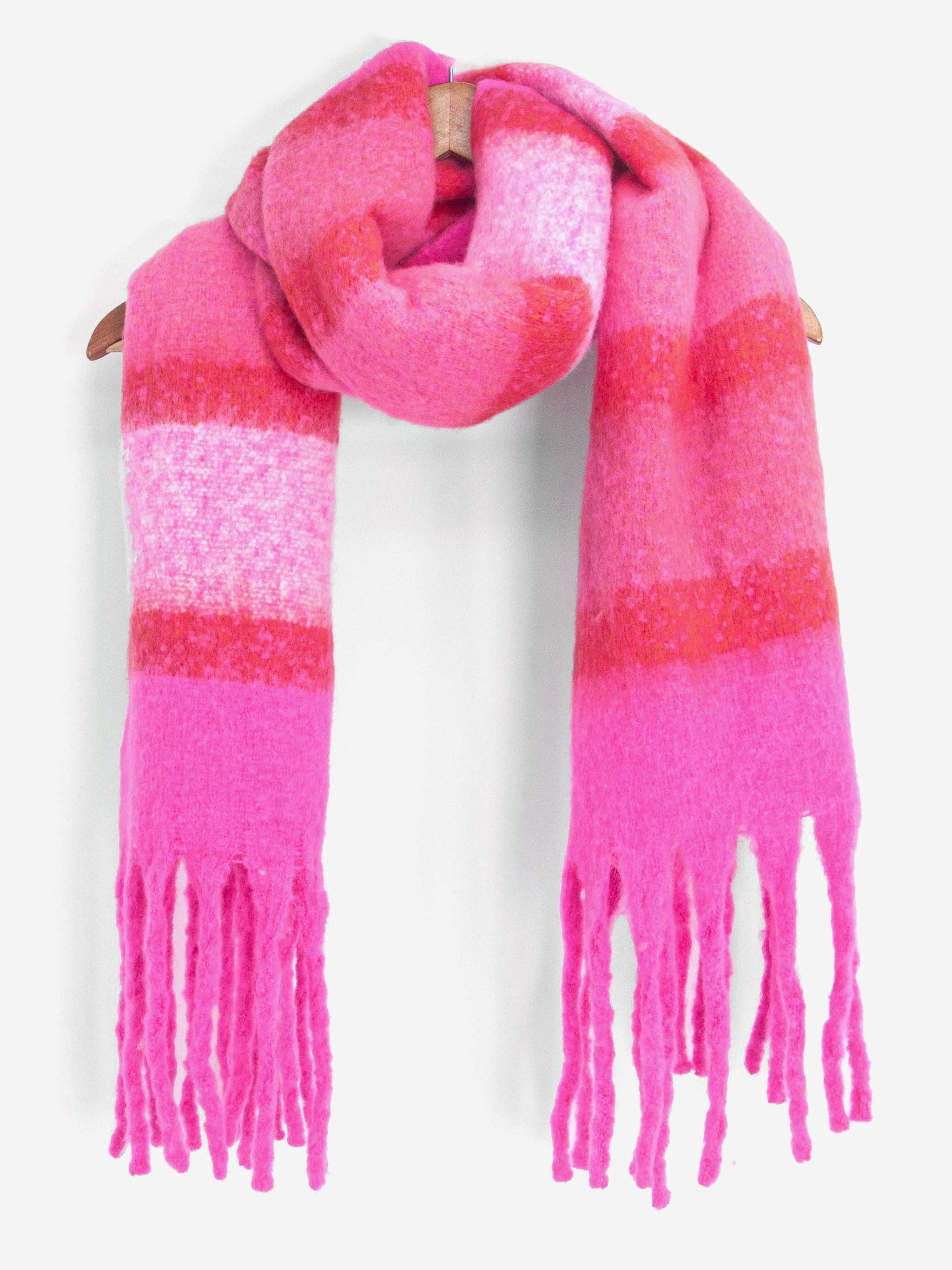 Sarta Accessories – wholesale Scarf – Women's – Blair Heavyweight Scarf - Fuchsia, Colour Block Stripe2