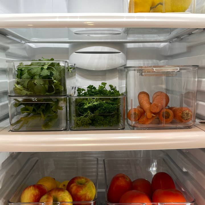 Lexi Home - Wholesale Food Storage Container - Acrylic Fridge Produce Organizer with Vented Lids
