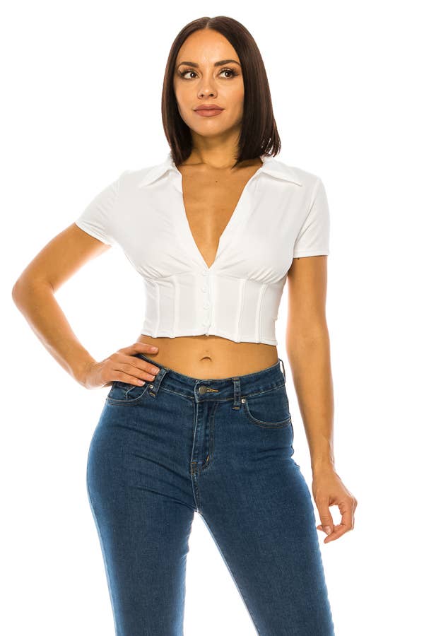 A3 Design USA - Wholesale Blouse - Women's - T4303-COLLARED BUTTON DOWN TOP7