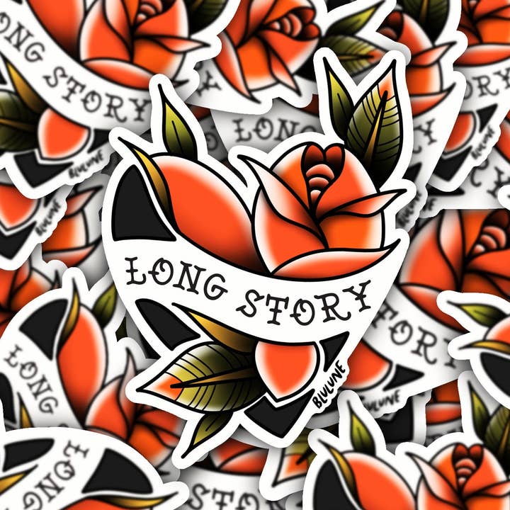 BLULUNE - Wholesale Sticker - Art Stickers, Edgy Heart Sticker, Tattoo Flash, Roses Hearts, Vintage Tattoo Style, Vintage Sticker