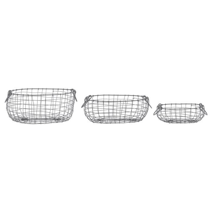 Set of 3 Oval Wire Baskets for wholesale by Esschert Design USA