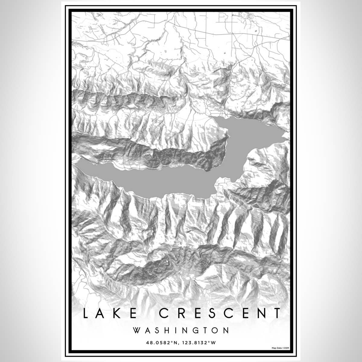 JACE.design - Wholesale Art Print - Lake Crescent WA Map Print Classic2