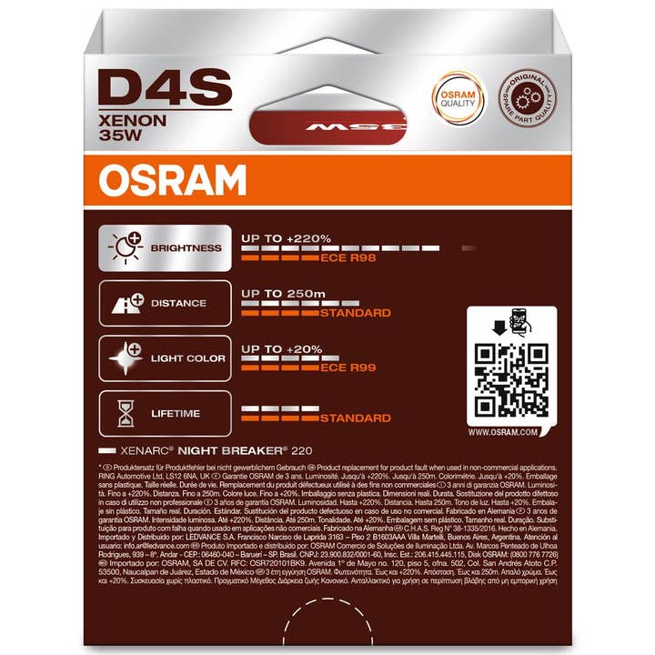 OSRAM NIGHT BREAKER LASER XENARC GEN2 66440XN2-2HB D4S P32d-5 42V 35W per la vendita all'ingrosso da parte di S&U FairTrade UG