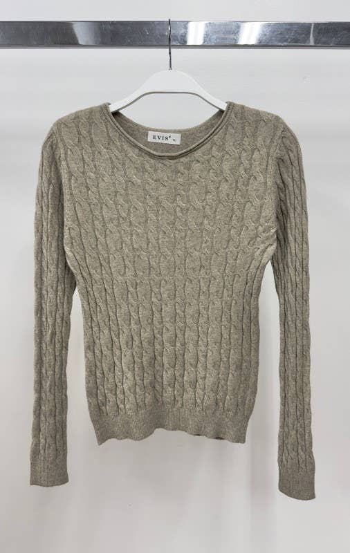 VENTI6 - Wholesale Knit Top - Women's - LONG SLEEVE CABLE KNIT TOP (J151)8