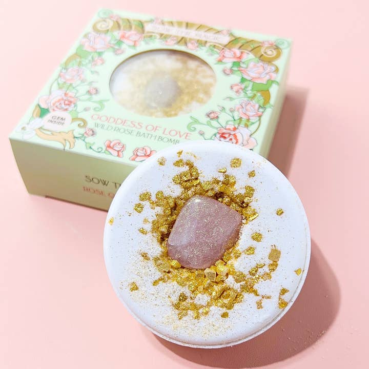 Sow the Magic - Wholesale Bath Bomb/Fizz - Goddess of Love Wild Rose Bath Bomb with Rose Quartz