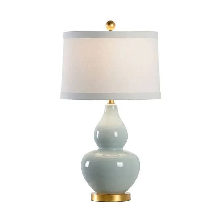 Gourd Ceramic With Antique Gold Accent Base Table Lamp for wholesale by LOOMLAN