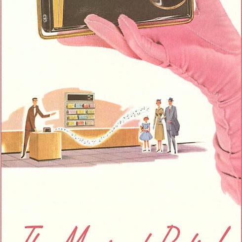 Art Print TF-42 The Magic of Radio, Transistor in Pink Glove for wholesale by Found Image Press